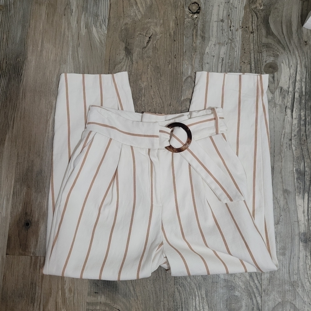 Topshop wide leg cropped faux belt size 4